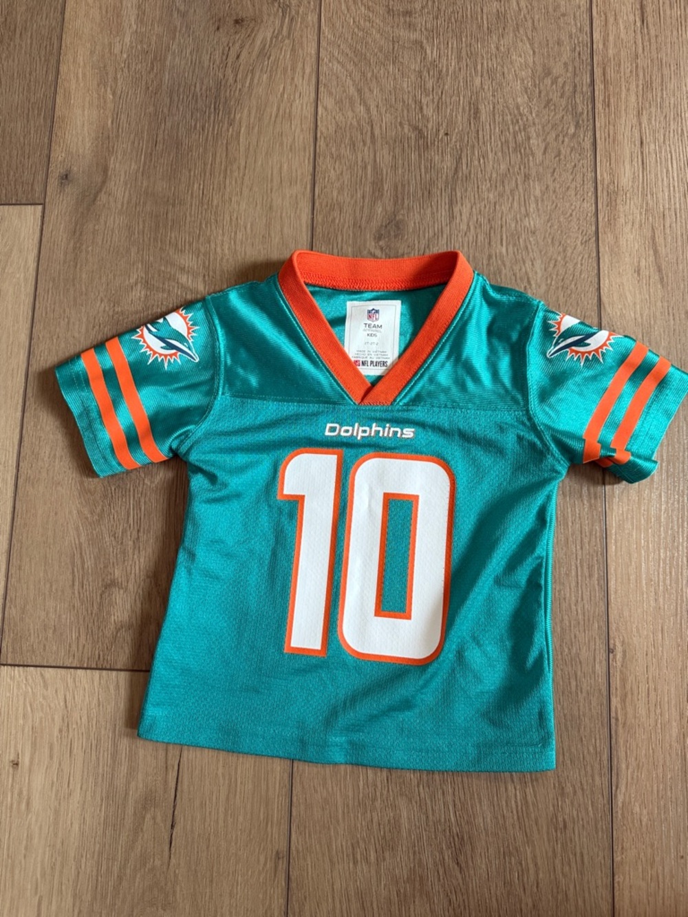 EUC Miami Dolphins Teal & Orange Jersey Size 2T #10 HILL